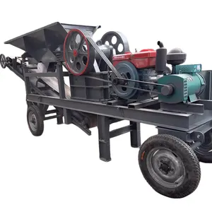 Portable Mobile Mini Rock Gold Mining Alluvial Gold Mining Diesel Engine Mobile Jaw Crusher for Gold Processing Mines