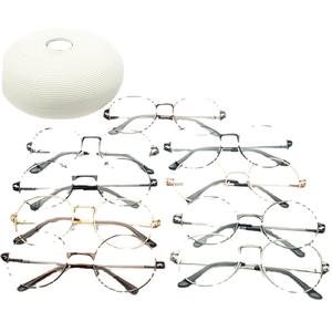 Lunettes de vue rondes style Prince, monture métallique, verres plats, design rétro, monture complète, unisexe, pour adultes, verres remplaçables - Product Image 1