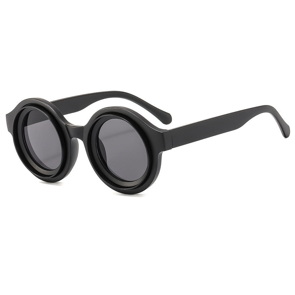 Stylish Double Circle Round Frame Sunglasses for UV Protection