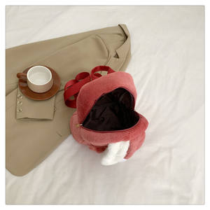 Mochila Escolar de Peluche con Orejas de Conejo, Mochila de Peluche Rosa con Cremallera de Dibujos Animados - Product Image 5