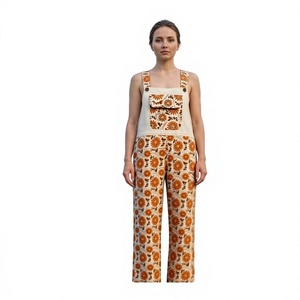 Women's New Vintage Fashionable Cotton Jumpsuit Breathable Eco-Friendly High Waist Square <b>Collar</b> One-Piece Outfit Regular Fit - Product Image 1