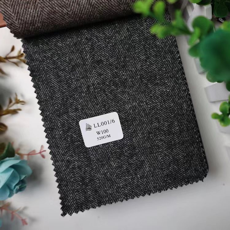 FLLL001 Wholesale 520gsm Plaid 100% Merino Wool Fabric Cashmere Pure Wool Fabric Women Sweatshirt Set Suits Coat Fabric