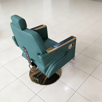 Chaise de barbier de luxe en acier inoxydable plaqué or, pour salon de coiffure et institut de beauté, réglable en hauteur, avec pompe hydraulique robuste et rotation à 360 degrés