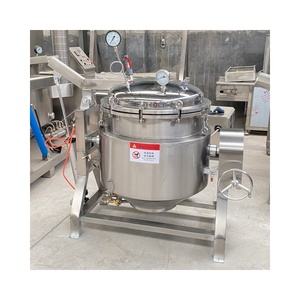 Olla industrial de acero inoxidable con camisa de calentamiento a gas, vapor o eléctrico, para mezcla y cocción, con función basculante y camisa de cocción fija - Product Image 5