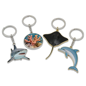 Marine-Leben & Tauchen Metall-Schlüsselanhänger-Set |   Versilberte Zinklegierung Individuell Graviertes 2,3-Zoll-Emaille-Sammlerstück mit Geringer Mindestbestellmenge - Product Image 1