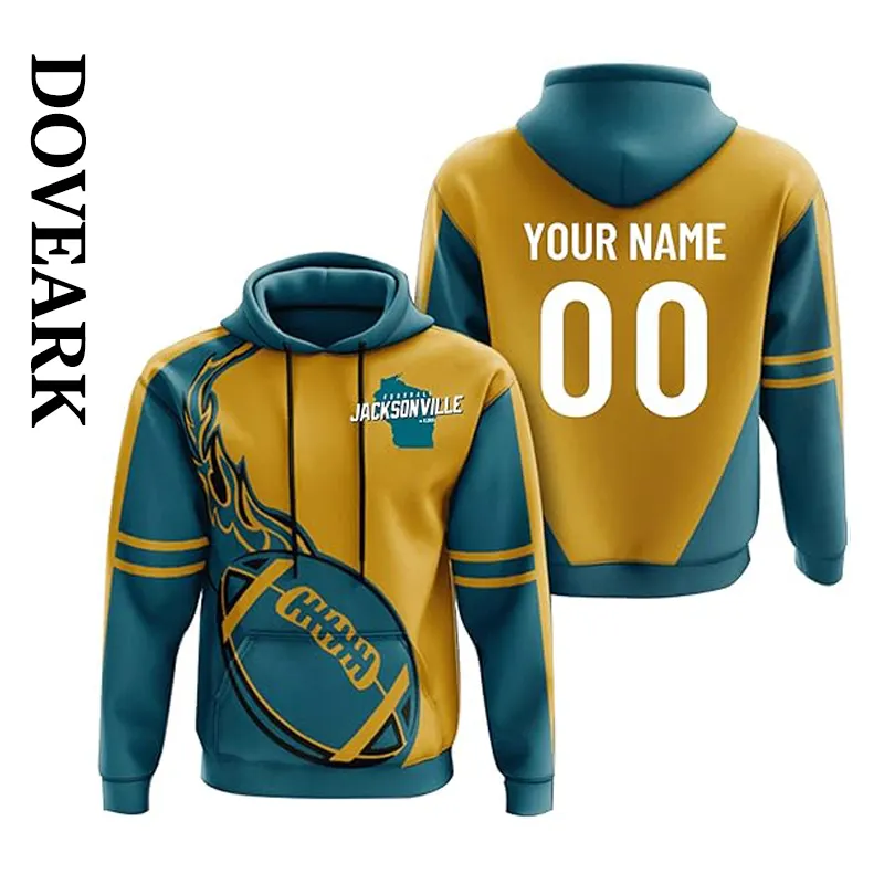 DOVEARK OEM/ODM kustom tim sepak bola Nfl ukuran AS pakaian olahraga warna Kota Jacksonville Sweatshirt bertudung Pullover pakaian atas