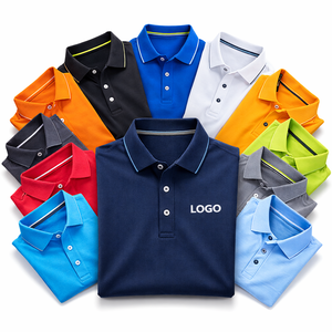 Chemises polo personnalisées de haute qualité en nylon et élasthanne, anti-rides, couleur unie, avec logo brodé - Product Image 1