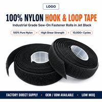 Nylon noir blanc autobloquant Double face collant auto-adhésif réglable réutilisable sangle de fixation crochet et boucle ruban