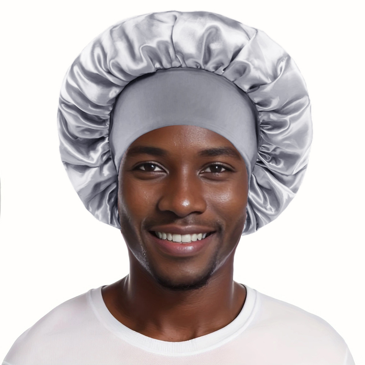100% Mulberry Silk Sleep Cap Bonnet for Curly Hair, Night Cap 100% Mulberry Silk Sleep Cap - Adjustable Breathable Night  main image 3