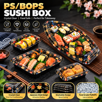 Plateau à sushi jetable de luxe personnalisé, de qualité alimentaire, recyclable, en plastique, pour sashimi