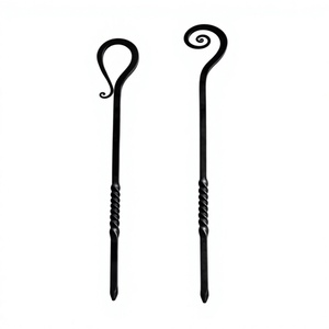 2 Pieces <b>Iron</b> Metal Bellows Fireplace Assertories Hearth Poker Black Finished For Garden Outdoor Usage <b>Fire</b> <b>Pit</b> Poker - Product Image 1