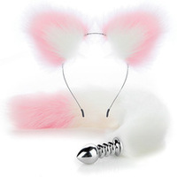 Ensemble de plug anal en métal Sexy Fox avec queue et épingle à cheveux, kit SM, 10 couleurs, masseur de prostate, plug anal pour couple, cosplay