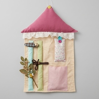 Organisateur mural multi-poches en tissu pour pinces à cheveux, en forme de maison, style japonais-coréen, accessoire de rangement pour chambre d'enfant