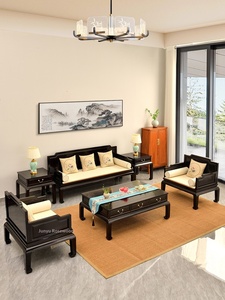 Jun Yu, Muebles de Madera Maciza de Caoba y Sándalo, Estilo Chino Moderno, Juego Completo de Seis Piezas para Villa - Product Image 2