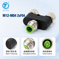 Connecteur M12-M04 2xF04A M12 de type Y, 4 broches mâle vers deux femelles, en cuivre plaqué or, adaptateur répartiteur de capteur IP67 60V 4A pour PCB industriel