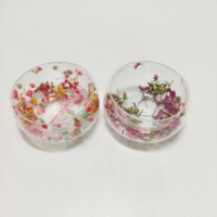 Bol à dessert en verre borosilicate à double paroi avec décoration de fleurs séchées, bol de service pour salade, crème glacée, collations, cadeau de fête pour la cuisine