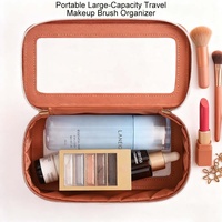 Boîte à pinceaux de maquillage multifonction en cuir PVC PU élégant, léger, fait main, logo personnalisé OEM