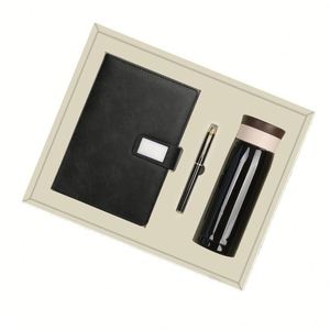 Juego de Regalo de Cuaderno de Negocios de Lujo con Logotipo Corporativo Personalizado, Cuaderno A5 de PU, Planificador, Taza Térmica y Bolígrafo, 3 Piezas - Product Image 1
