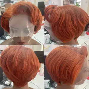 วิกผมแท้ 100% แบบโปร่งใสสำหรับติดตั้งด้านหน้าแบบลูกไม้ สำหรับ<span class=keywords><strong>ผู้หญิง</strong></span> ตัดผมบ๊อบสั้น  แบบถอนขนมาแล้ว <span class=keywords><strong>ผม</strong></span>บราซิล ความหนาแน่น 200% - Product Image 6