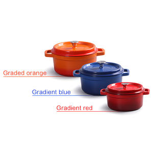 وعاء حساء غير لاصق مطلي بالمينا من الحديد الزهر ، فرن هولندي متعدد الأحجام بسعة كبيرة وبأذنين مزدوجة مع غطاء للمطبخ المنزلي - Product Image 2