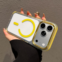 Coque de téléphone hybride à cadre plat avec contour de caméra surélevé, résistante aux chutes, 7 couleurs, design transparent anti-traces de doigts