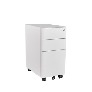 Pedestal de almacenamiento de archivador de Gabinete Móvil de acero y metal de 3 cajones con 5 ruedas y cerradura - Product Image 1