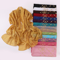 Malaisie nouveau diamant perceuse chaude en mousseline de soie écharpe châle fantaisie motif de broderie tête enveloppement femmes musulmanes 70*175CM en mousseline de soie écharpe Hijabs