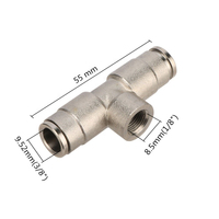 Raccords en laiton 1/8 " femelle vers 3/8 " pour tuyau, connecteurs d'interface, adaptateurs en T pour buses de brumisation, raccords de tuyau de 9,52 mm