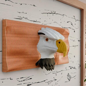 Sculpture murale moderne en bois massif ondulé, matériau naturel, aigle américain paramétrique poli, couleur personnalisée, pour entreprise - Product Image 4