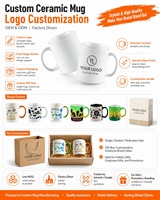 Vente en gros de tasses à sublimation en céramique de 11 oz, souvenirs touristiques, logo personnalisé, tasses à café en porcelaine blanche vierges pour boutique de cadeaux