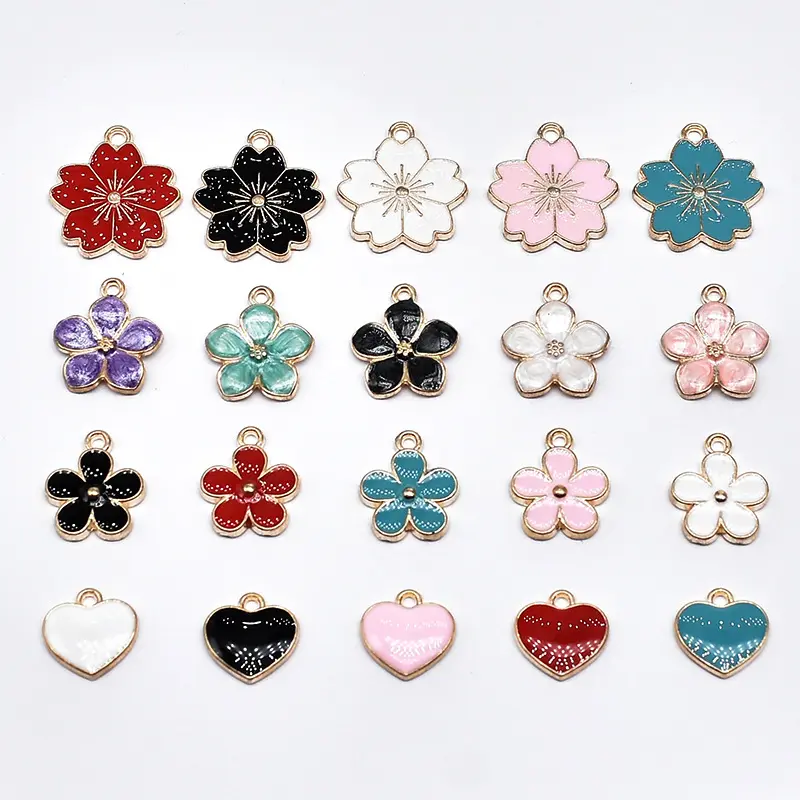 Small Fashion Diy Enamel Flowers Alloy Jewelry Charm Pendant From China