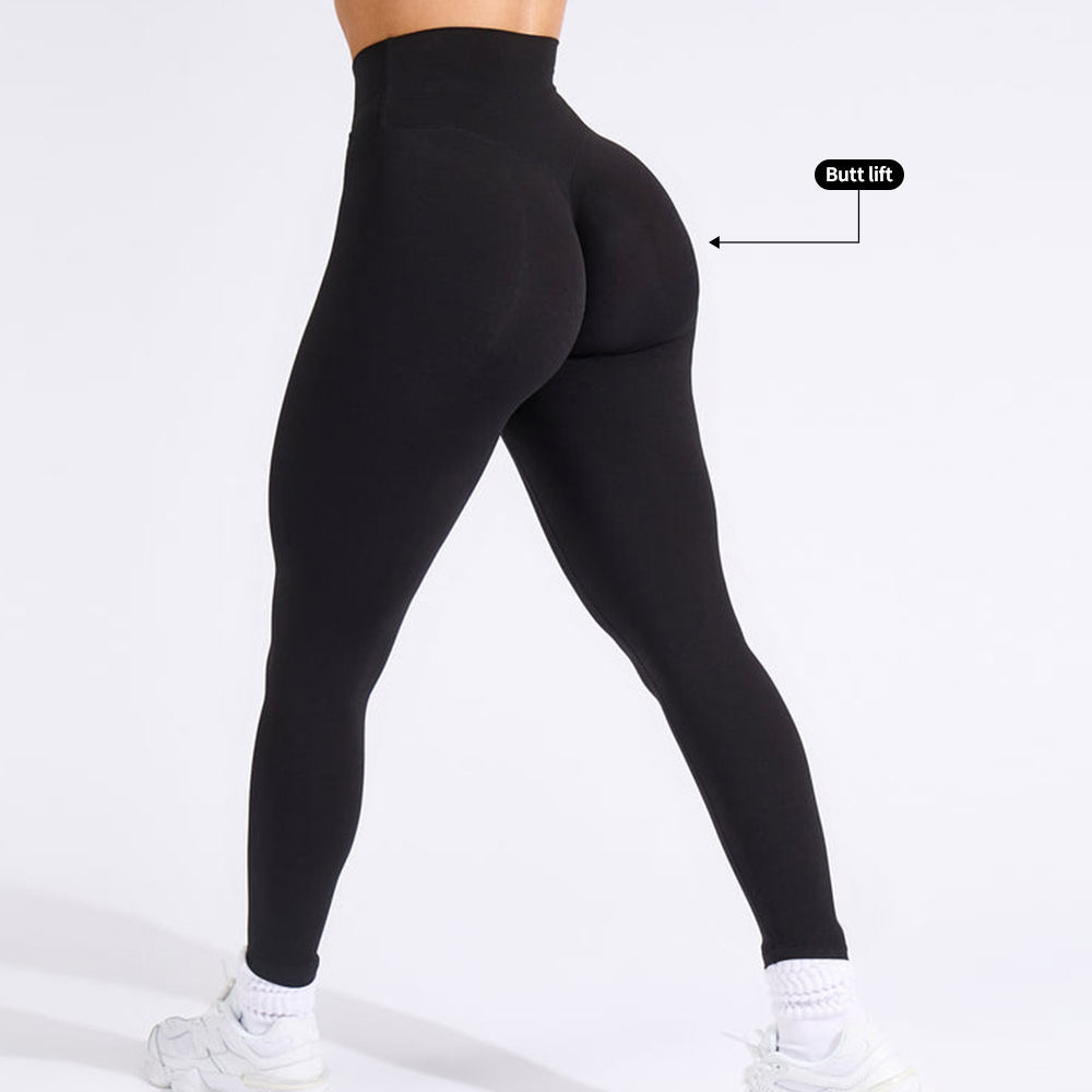 Custom High Waist Hidden Scrunch Butt Leggings Invisible Deep V Seam Butt Leggings Cross Over Waist Gym Yoga Pants Activewear