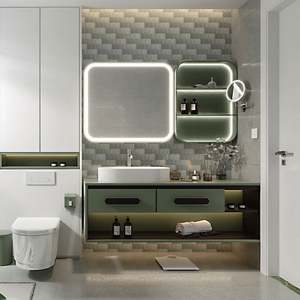 American Style Bathroom <b>Vanity</b> <b>with</b> Sink Solid Wood Floating <b>with</b> Led <b>Mirror</b> Modern Luxury Bathroom Cabinets and <b>Vanities</b> - Product Image 3