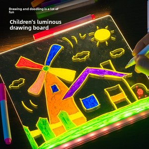 <span class=keywords><strong>Tableau</strong></span> d'écriture effaçable à sec en acrylique avec éclairage LED pour dessin quotidien, idéal pour les enfants de 5 à 7 ans, en plastique, jouet de dessin - Product Image 3