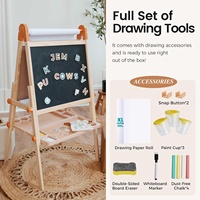 Chevalet d'art pliable en bois Tiny Land pour enfants, tableau noir et tableau blanc |   Table pliante double face sans outil, 3 hauteurs, adaptée à tous les âges