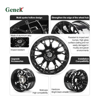 Nouvelle roue de chariot de golf Genek série W 10/12/14 pouces, design creux multi-rayons, noir mat, pneu radial
