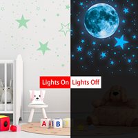 Autocollant mural lumineux en gros, lune et étoiles, ciel étoilé, décoration de chambre scintillante
