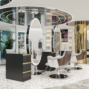 Espejo de Salón con Iluminación LED Premium, Espejo de Pared Grande con Marco Dorado para Peluquería y Salón de Belleza - Product Image 1