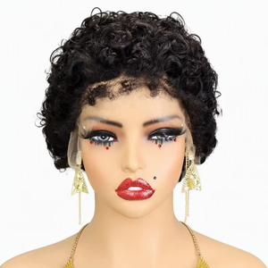 Letsfly $52.5 HD Chioma ผมแท้ 13x4 HD Lace Frontal Pixie Curly วิกผมสั้นแบบหยิก แฟชั่นสไตล์ขายส่งจากโรงงาน - Product Image 3