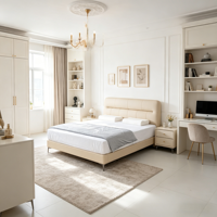 Lit de chambre WINMAX moderne et luxueux, rembourré en cuir, confortable, assemblé, avec cadre en bois de pin et en fer, taille King ou Queen, garantie 1 an
