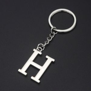 Porte-clés en métal DIY avec lettres A-Z, couleur argent, pour clés de voiture, cadeau pour femme, 26 lettres, porte-clés pour fête - Product Image 2