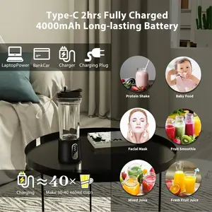 <span class=keywords><strong>Mixeur</strong></span> centrifuge puissant USB 4000 mAh, batterie multi-usage, portable pour l'extérieur, pour <span class=keywords><strong>fruits</strong></span> frais, smoothies, 18000 tr/min, en acier inoxydable - Product Image 4