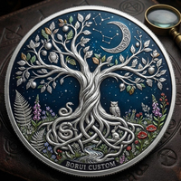 Pièce de monnaie commémorative en cuivre 999, design personnalisé de la carte du Nord du Canada et de la Sibérie, impression couleur, pièce de monnaie souvenir Aurora, cadeau de collection