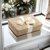 Boîte cadeau en paille tressée à la main, boîte de rangement en osier naturel avec couvercle, boîte d'emballage cadeau nordique pour mariage, fête, décoration intérieure