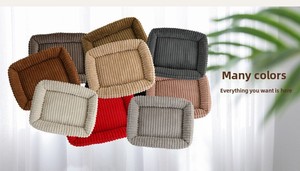 Gestreiftes Cartoon-Plüsch 100% Baumwolle Katzen- & Hundebett, Warme Weiche Quadratische Haustiermatte, Komfortables Schlafbett, Abwischbar - Product Image 5