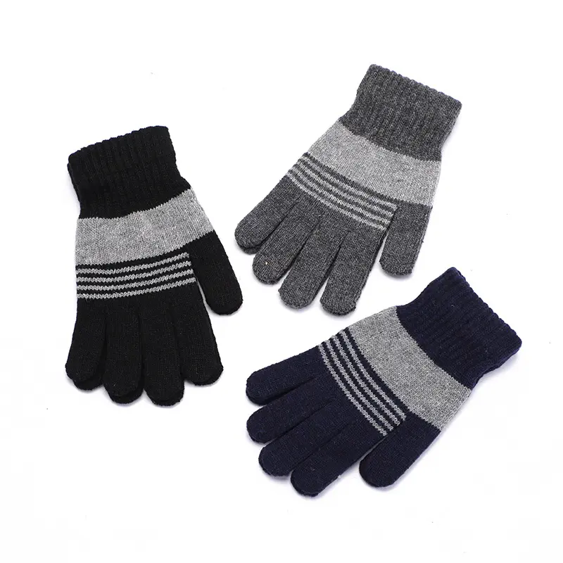 Men's thermal gloves autumn winter knitting cycling all finger non-slip gloves