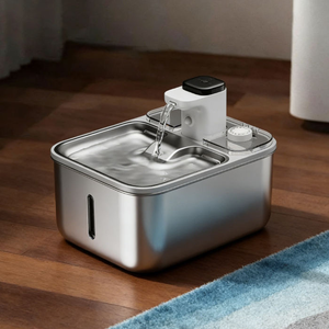 Fontaine à eau intelligente pour animaux de compagnie en acier inoxydable avec capteur automatique et batterie rechargeable pour chats et chiens d'intérieur - Product Image 3