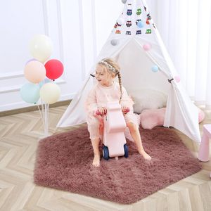 Alfombra Hexagonal Esponjosa para Habitación Infantil, Alfombra de Pelo Largo y Suave para Guardería, Alfombra de Peluche para Tienda de Princesas, para Dormitorio de Adolescentes - Product Image 1