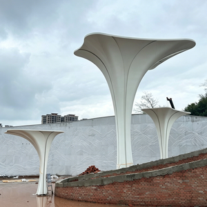 Installation d'art métallique moderne pour place urbaine, grande sculpture d'arbre abstraite en acier inoxydable, architecture paysagère extérieure - Product Image 3