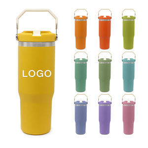 No-Spill Double Wall Stainless Steel Vacuum <b>Thermos</b> Handle Straw Leakproof 30oz Insulated Tumbler Camping Portable Eco-Friendly - Product Image 1